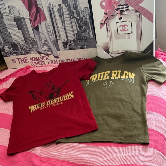 True Religion Kids Red and Olive Tees - Picture 1 of 6